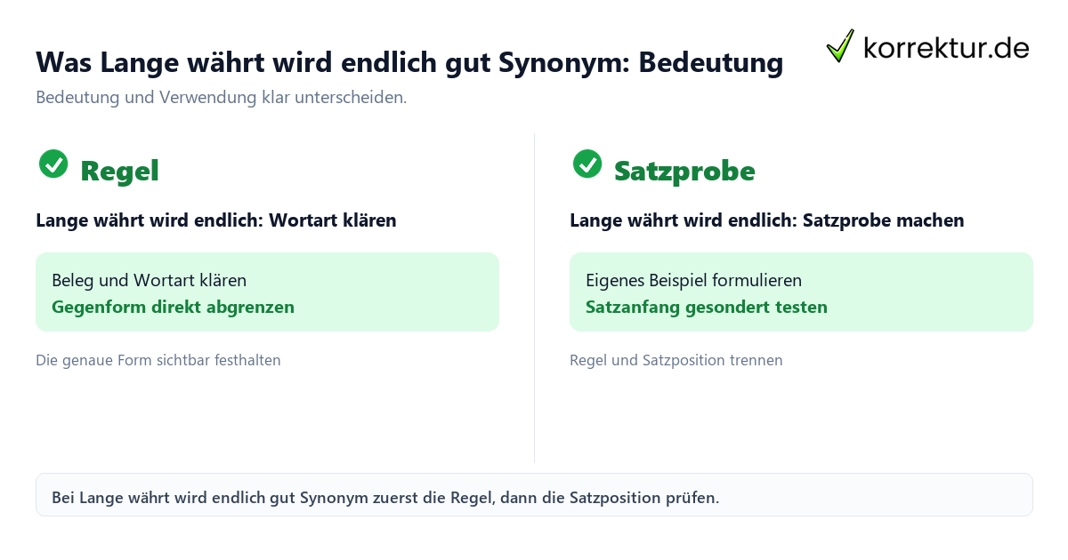 Was Lange währt wird endlich gut Synonym: Bedeutung und Verwendung mit Bedeutung und passender