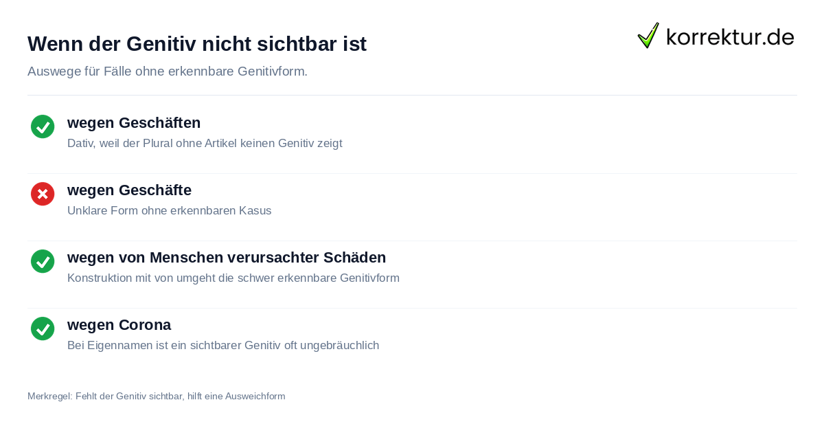 Wegen dem oder wegen des: Sonderfälle ohne erkennbaren Genitiv