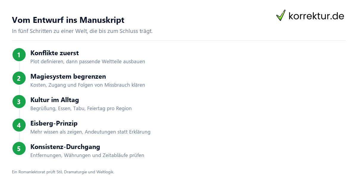 Weltenbau Schritte nach dem Eisberg-Prinzip für konsistente Fantasy-Welten
