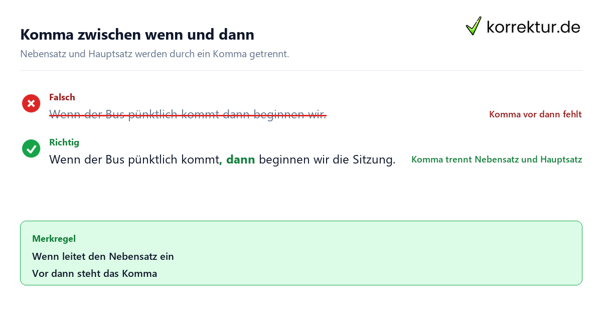 Wenn dann Komma einfach erklärt: Rotstift-Beispiel zur Kommasetzung