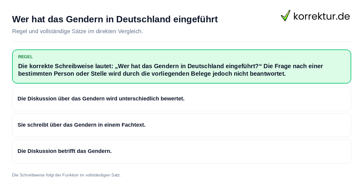 Wer hat das Gendern in Deutschland eingeführt Konkrete Regel und vollständige Beispielsätze zu Wer hat das Gendern in Deutschland eingeführt