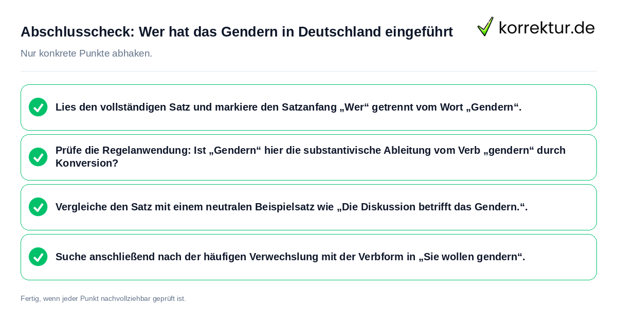 Abschlusscheck: Wer hat das Gendern in Deutschland eingeführt Konkreter Abschlusscheck zu Wer hat das Gendern in Deutschland eingeführt