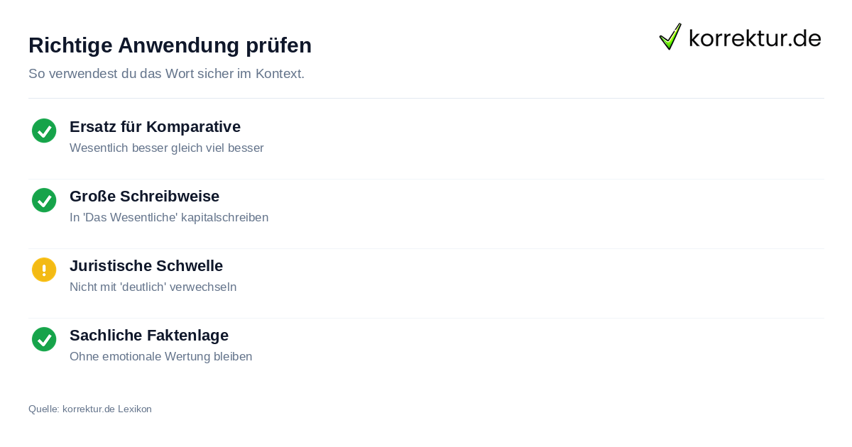Checkliste für den korrekten Einsatz von Wesentlich als Synonym in Texten