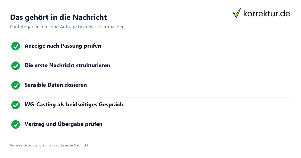 Das gehört in die Nachricht WG-Bewerbung Checkliste