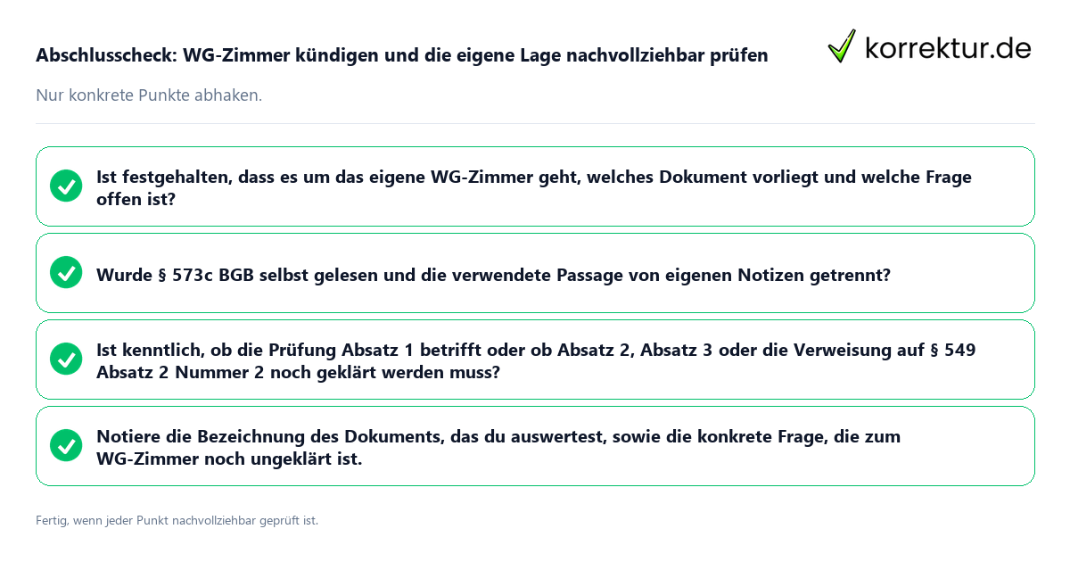 Abschlusscheck: WG-Zimmer kündigen und die eigene Lage nachvollziehbar prüfen Konkreter Abschlusscheck zu WG-Zimmer kündigen und die eigene Lage nachvollziehbar prüfen