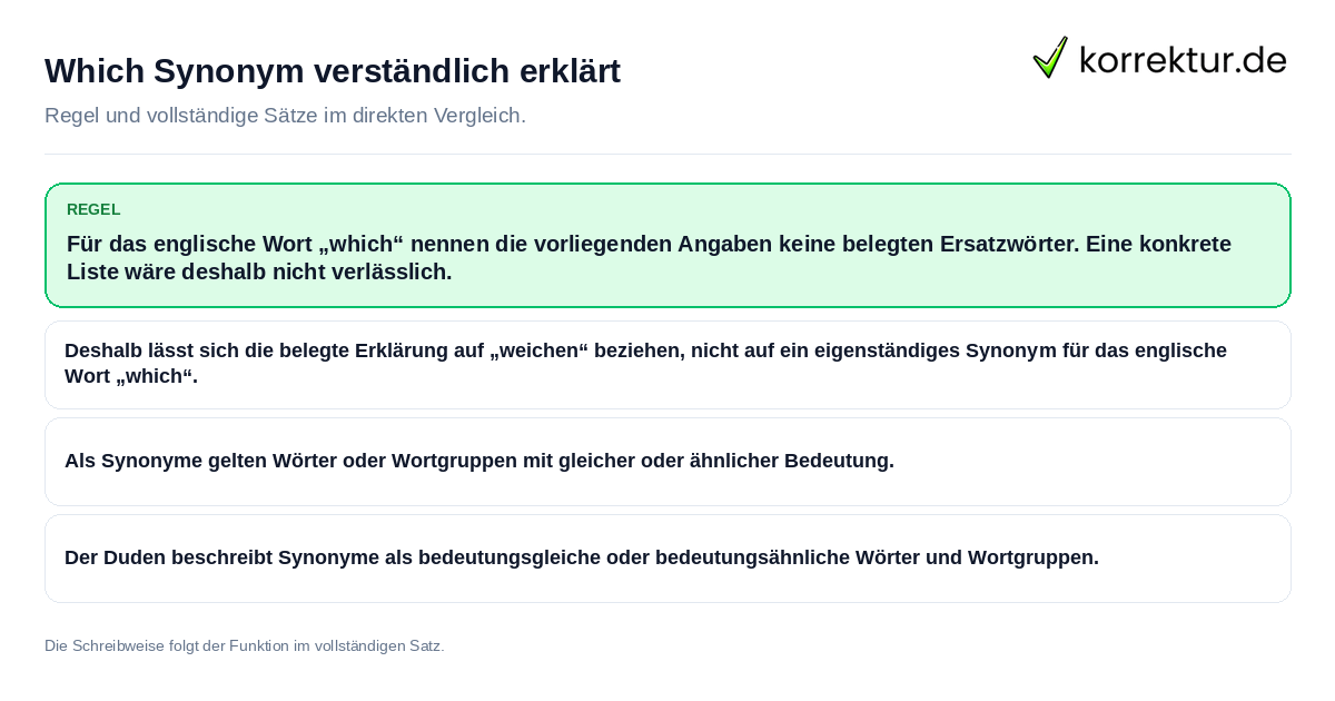 Konkrete Regel und vollständige Beispielsätze zu Which Synonym verständlich erklärt