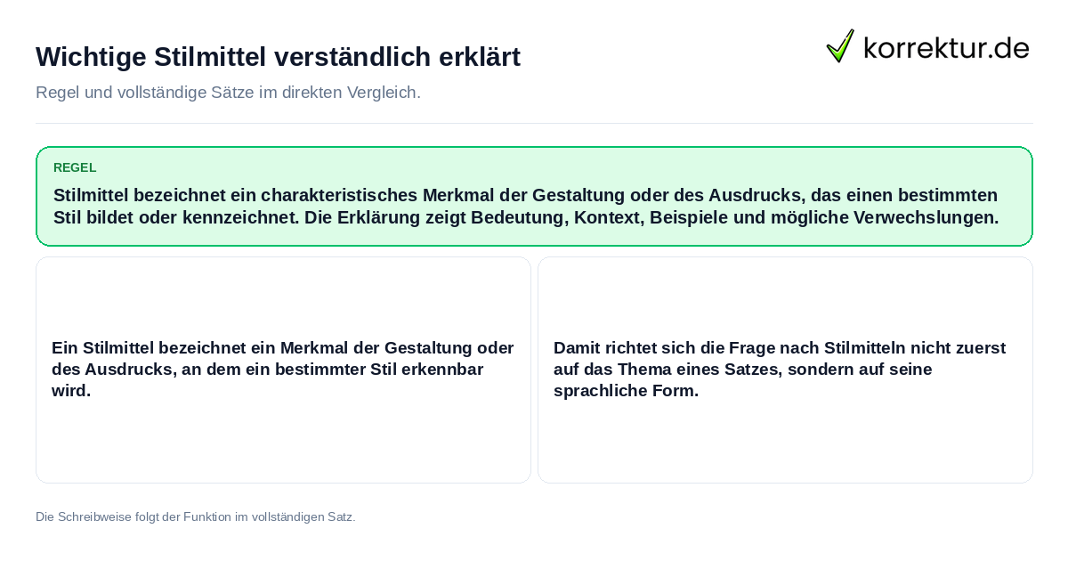 Wichtige Stilmittel verständlich erklärt Konkrete Regel und vollständige Beispielsätze zu Wichtige Stilmittel verständlich erklärt