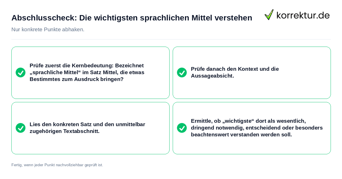 Abschlusscheck: Die wichtigsten sprachlichen Mittel verstehen Konkreter Abschlusscheck zu Die wichtigsten sprachlichen Mittel verstehen