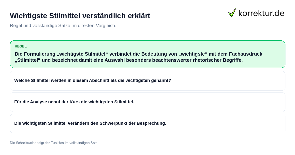 Wichtigste Stilmittel verständlich erklärt Konkrete Regel und vollständige Beispielsätze zu Wichtigste Stilmittel verständlich erklärt