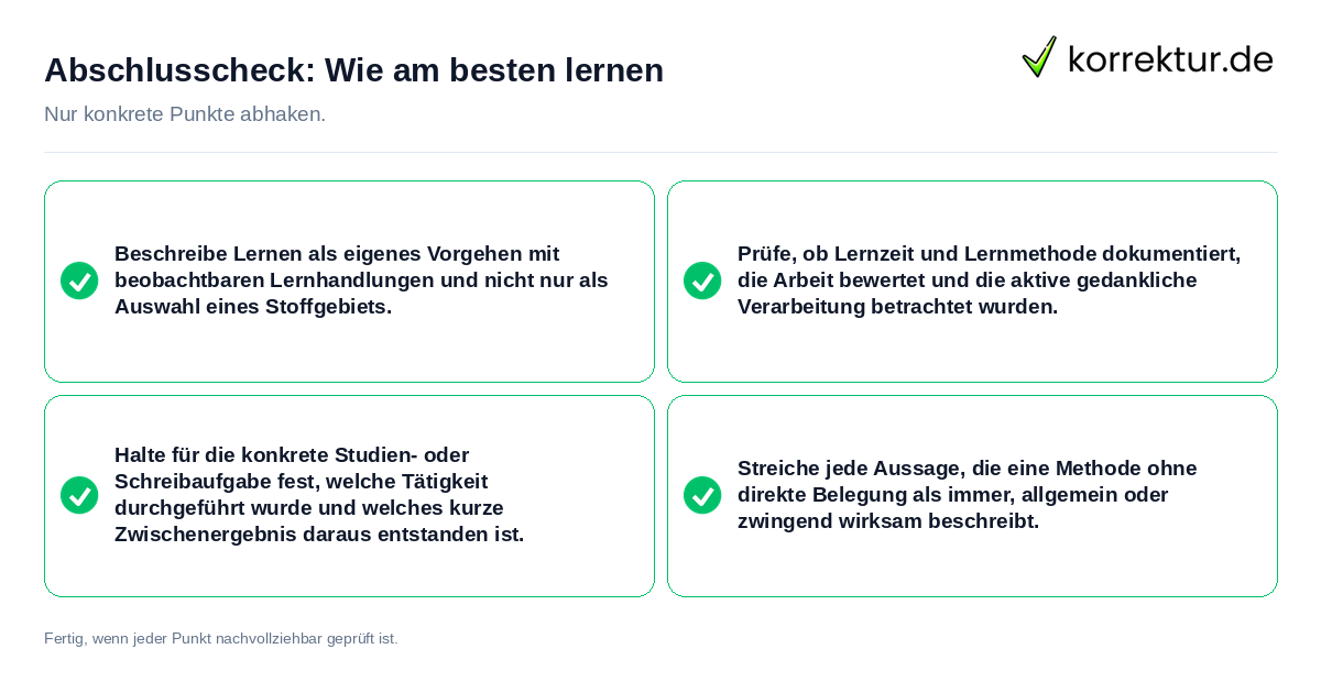 findest passende: Konkreter Abschlusscheck zu Wie am besten lernen