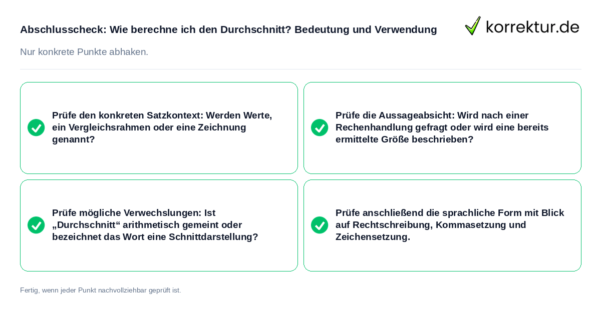 Konkreter Abschlusscheck zu Wie berechne ich den Durchschnitt? Bedeutung und Verwendung