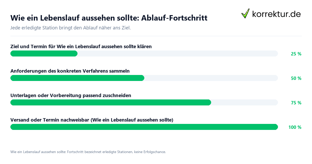 Fortschrittsbalken für die einzelnen Ablaufstationen zu Wie ein Lebenslauf aussehen sollte