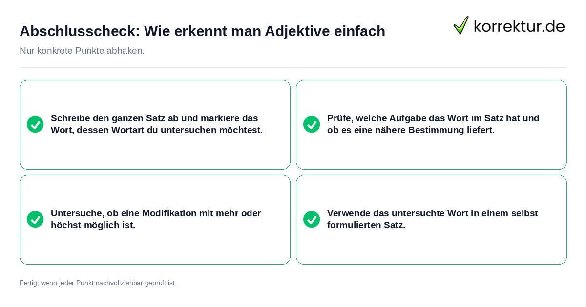 Abschlusscheck: Wie erkennt man Adjektive einfach Konkreter Abschlusscheck zu Wie erkennt man Adjektive einfach