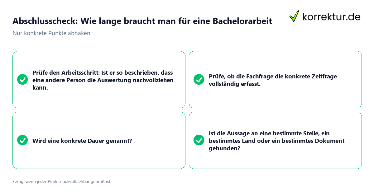Konkreter Abschlusscheck zu Wie lange braucht man für eine Bachelorarbeit