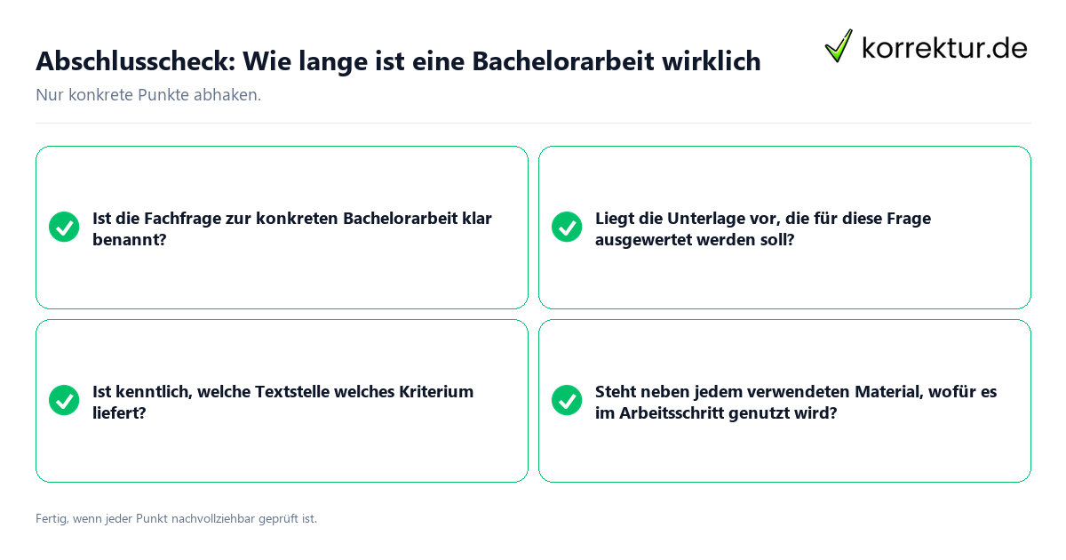 Konkreter Abschlusscheck zu Wie lange ist eine Bachelorarbeit wirklich
