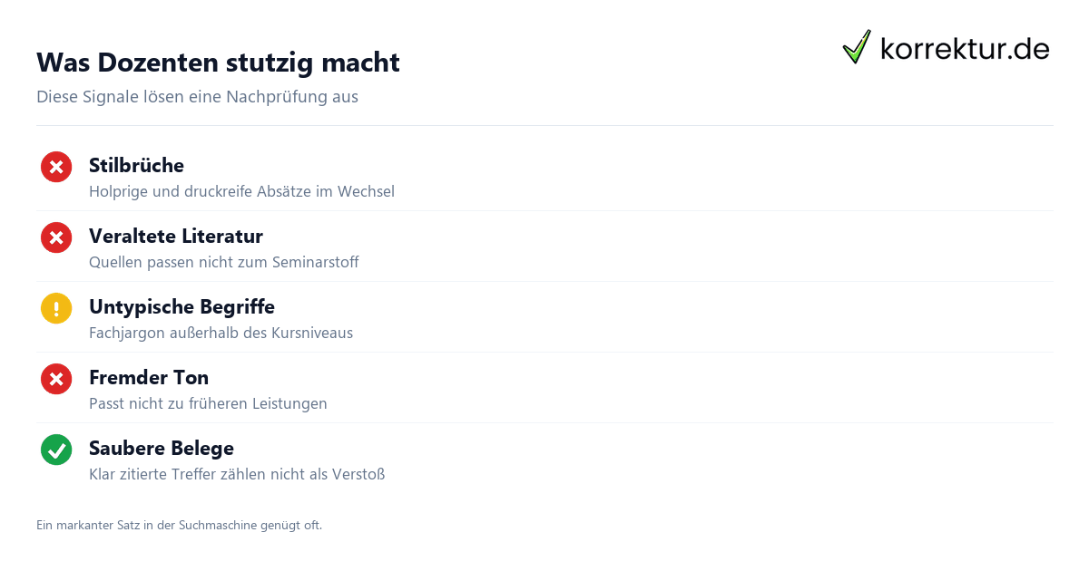 Prüfverfahren der Dozenten: Stichprobe, Verdacht und systematische Kontrolle im Vergleich