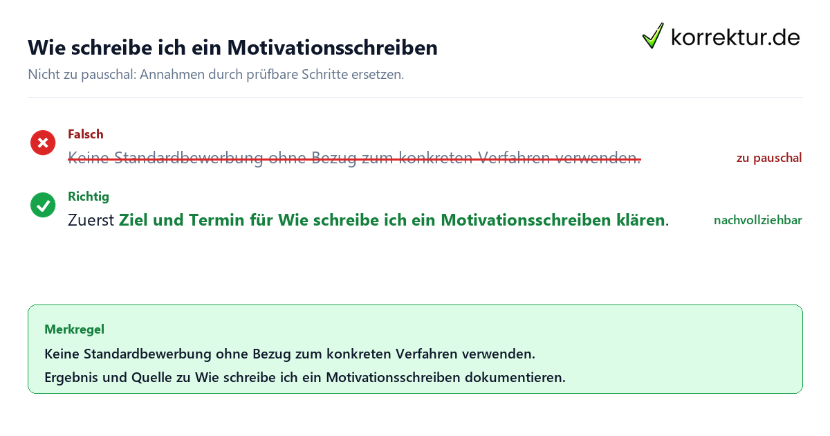 Ungeeignete und belastbare Vorgehensweise bei Wie schreibe ich ein Motivationsschreiben