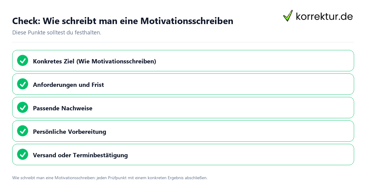 Wie schreibt man ein Motivationsschreiben mit einer themenspezifischen Checkliste
