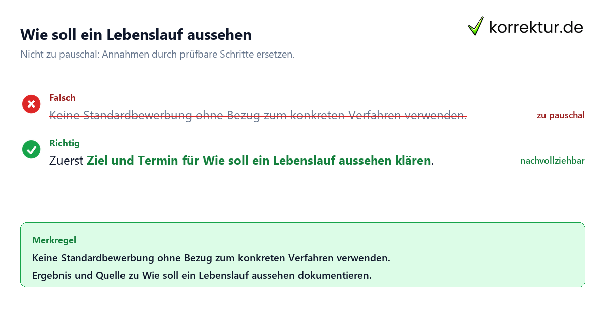 Ungeeignete und belastbare Vorgehensweise bei Wie soll ein Lebenslauf aussehen