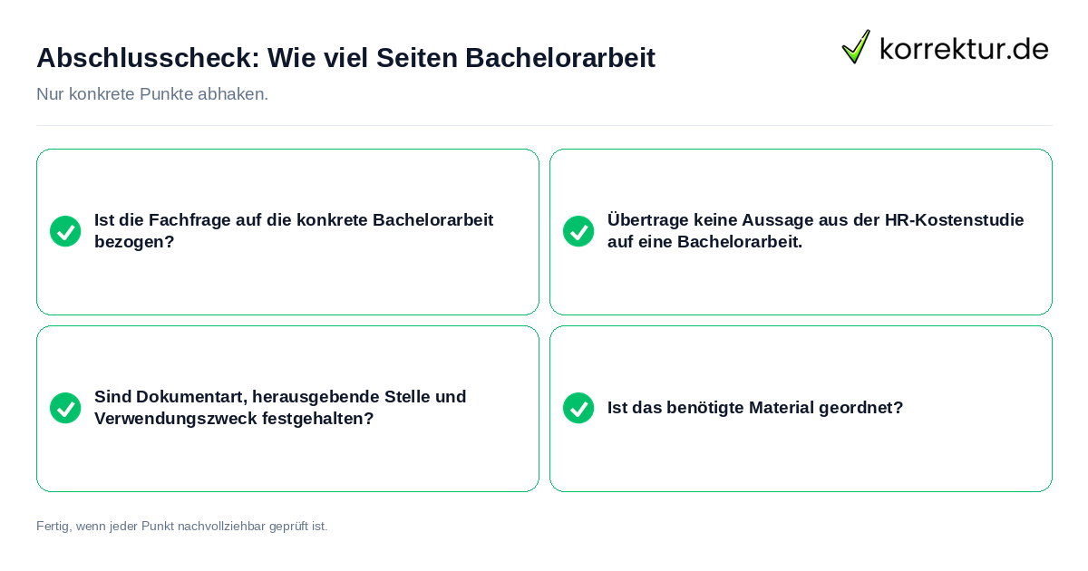 Konkreter Abschlusscheck zu Wie viel Seiten Bachelorarbeit