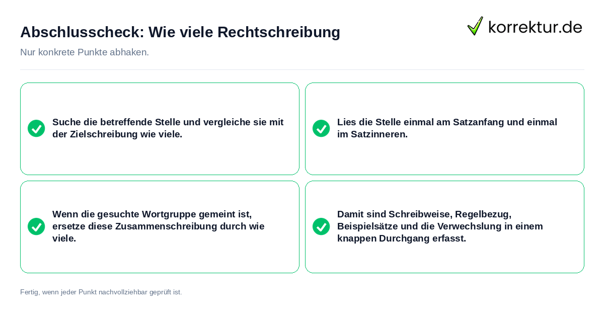 Konkreter Abschlusscheck zu Wie viele Rechtschreibung