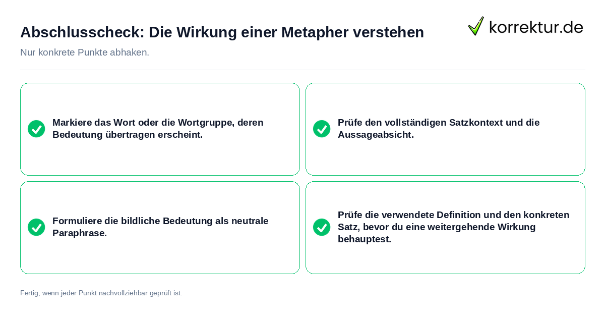 Konkreter Abschlusscheck zu Die Wirkung einer Metapher verstehen