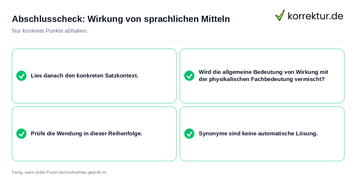 Abschlusscheck: Wirkung von sprachlichen Mitteln Konkreter Abschlusscheck zu Wirkung von sprachlichen Mitteln