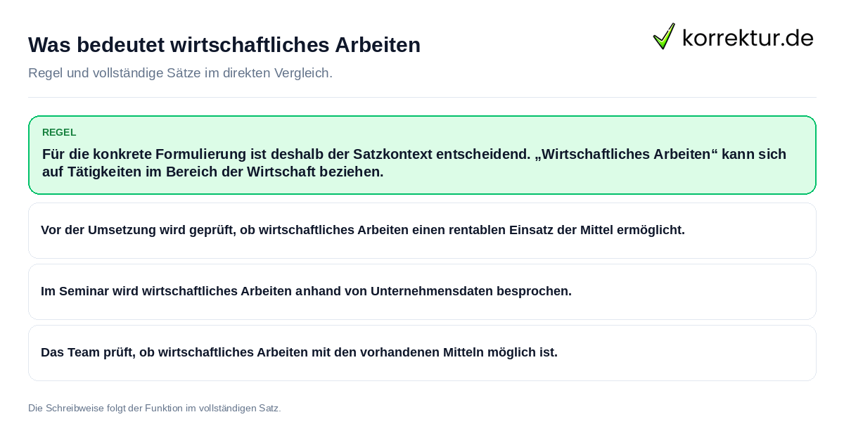 Was bedeutet wirtschaftliches Arbeiten Konkrete Regel und vollständige Beispielsätze zu Was bedeutet wirtschaftliches Arbeiten
