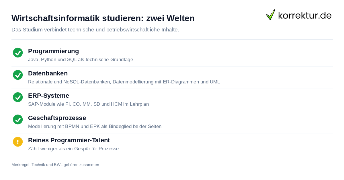 Wirtschaftsinformatik studieren: zwei Welten Wirtschaftsinformatik studieren: Themen aus Informatik und BWL
