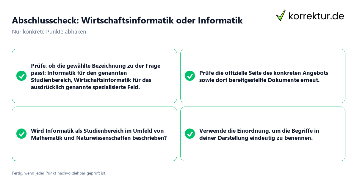 Konkreter Abschlusscheck zu Wirtschaftsinformatik oder Informatik