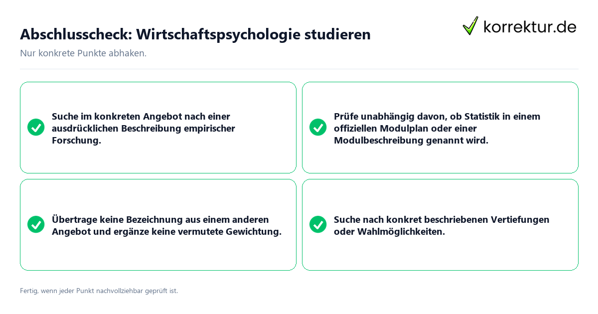 Konkreter Abschlusscheck zu Wirtschaftspsychologie studieren