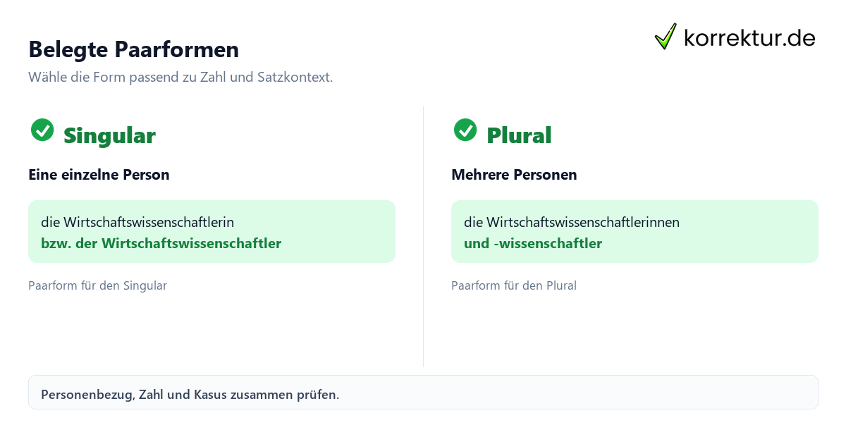 Wirtschaftswissenschaftler gendergerecht und korrekt formulieren: Paarformen