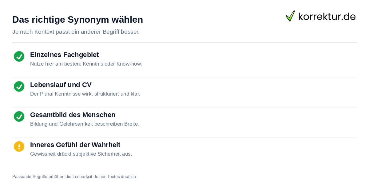Synonyme für Wissen: Kenntnis, Bildung und Gewissheit unterscheiden