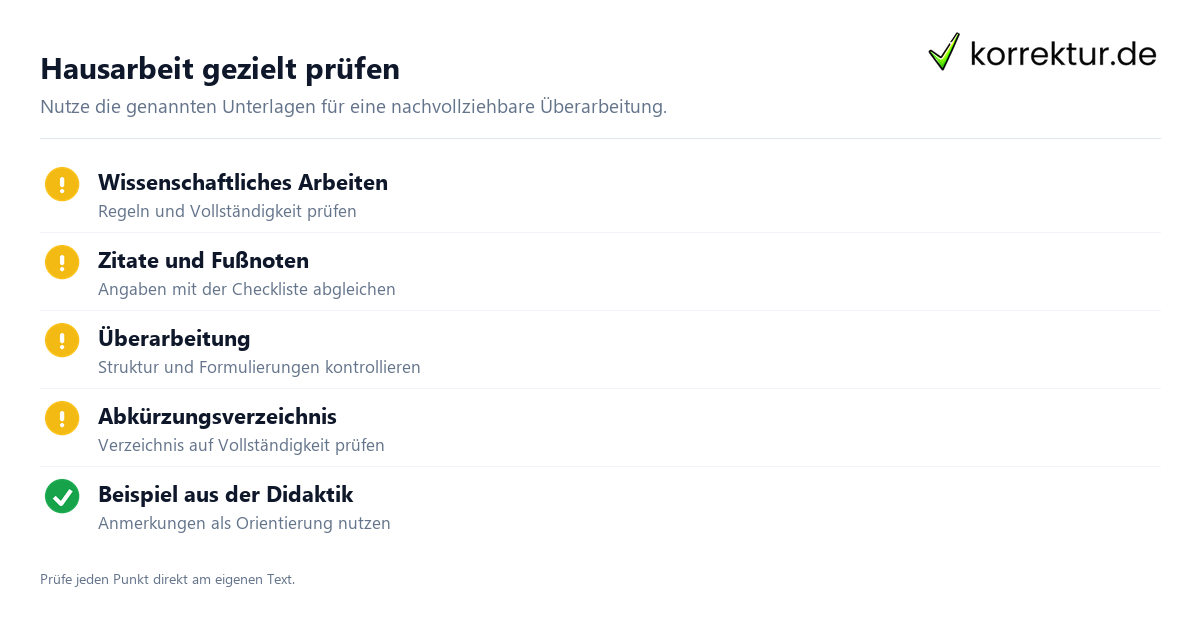 Beispiel einer wissenschaftlichen Arbeit prüfen mit Checklisten