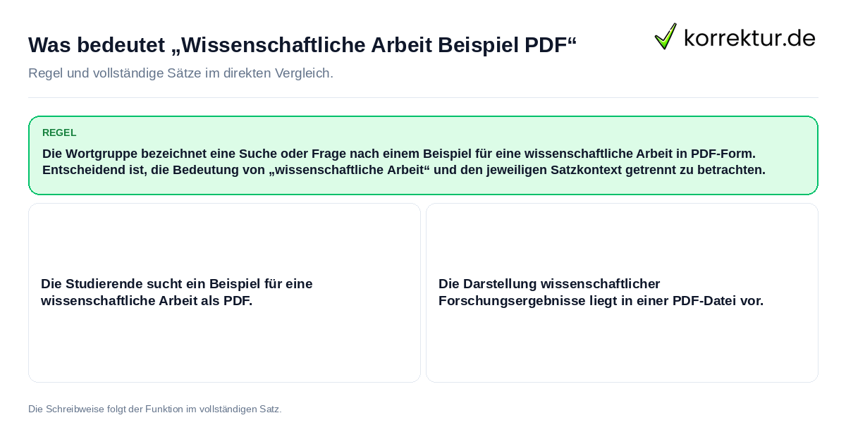 Konkrete Regel und vollständige Beispielsätze zu Was bedeutet „Wissenschaftliche Arbeit Beispiel