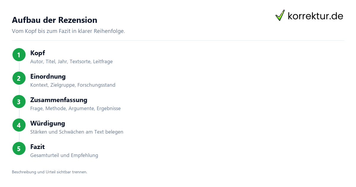Aufbau der Rezension Wissenschaftliche Rezension Aufbau in fünf Schritten