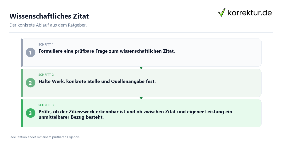 Konkrete Schritte zu Wissenschaftliches Zitat