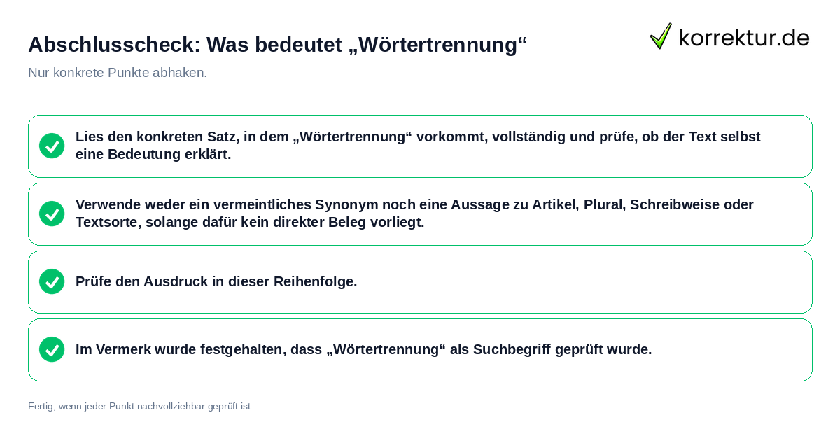 Konkreter Abschlusscheck zu Was bedeutet „Wörtertrennung“