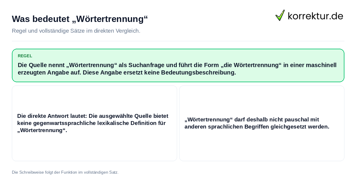Konkrete Regel und vollständige Beispielsätze zu Was bedeutet „Wörtertrennung“