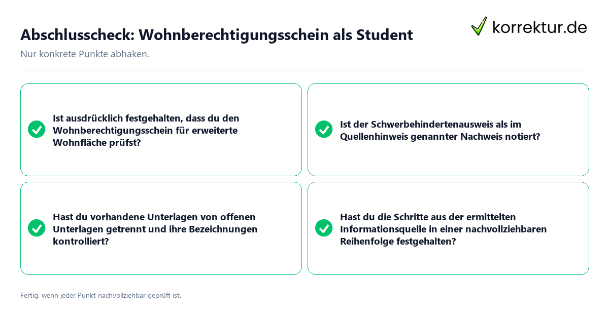 Abschlusscheck: Wohnberechtigungsschein als Student Konkreter Abschlusscheck zu Wohnberechtigungsschein als Student