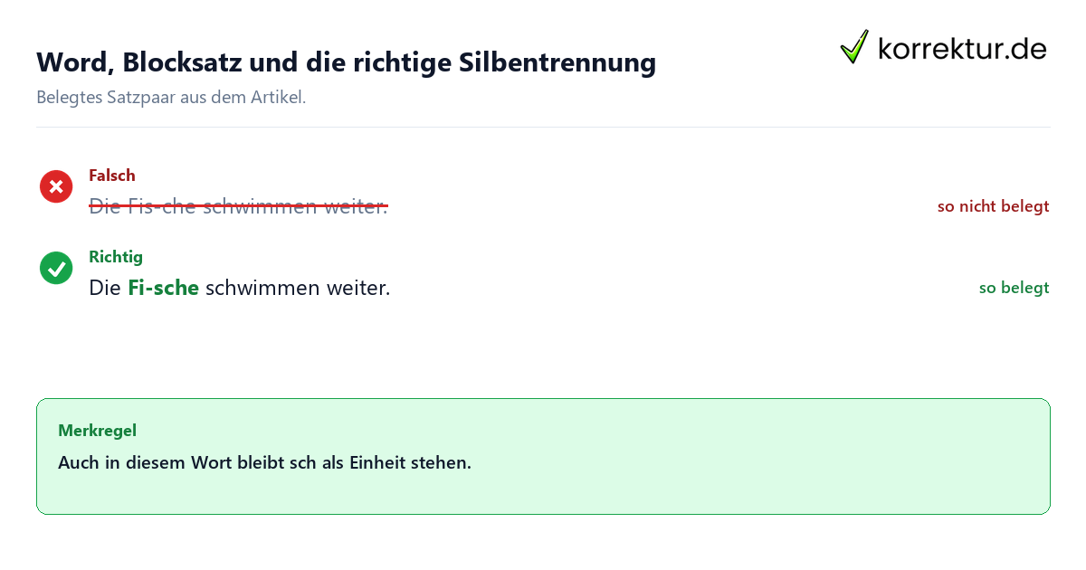 Word, Blocksatz und die richtige Silbentrennung Falsches und richtiges Satzbeispiel zu Word, Blocksatz und die richtige Silbentrennung