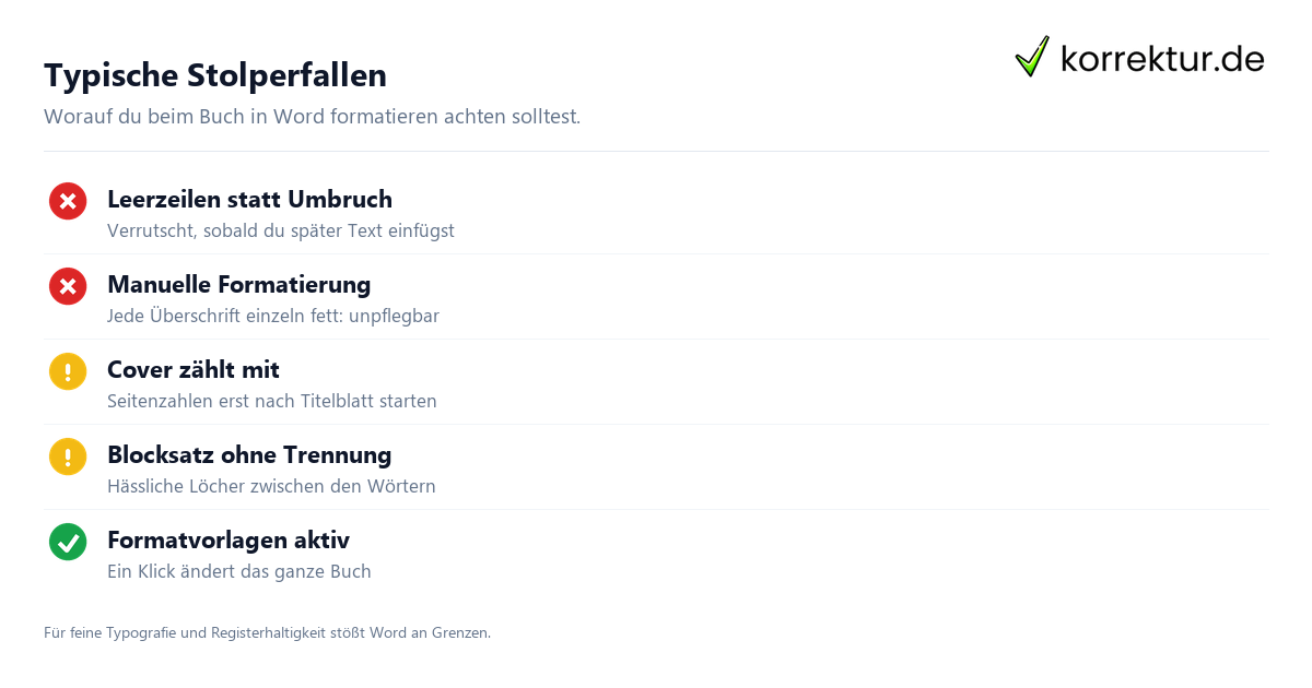 Buch in Word formatieren: typische Fehler und Grenzen