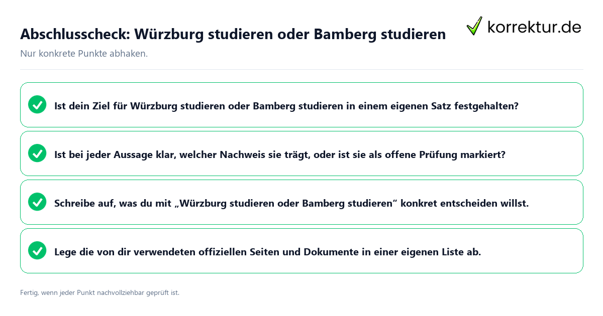 Abschlusscheck: Würzburg studieren oder Bamberg studieren Konkreter Abschlusscheck zu Würzburg studieren oder Bamberg studieren