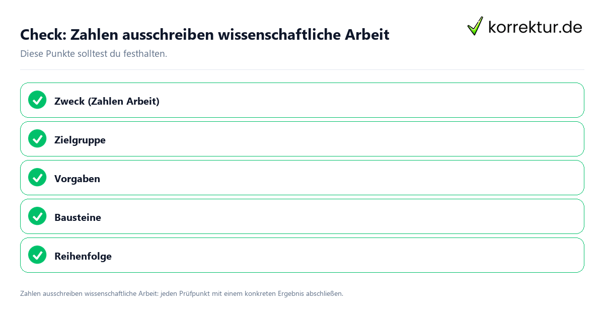 Zahlen ausschreiben wissenschaftliche Arbeit mit einer themenspezifischen Checkliste