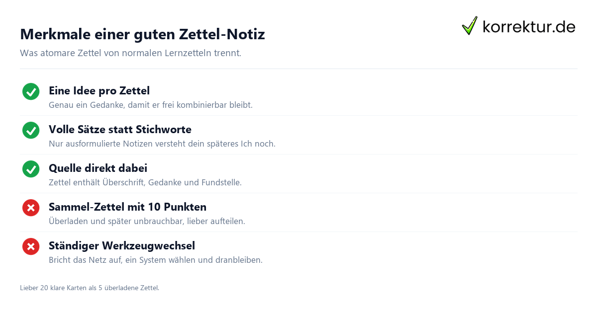 Zettelkasten-Methode Regeln für gute Notizen
