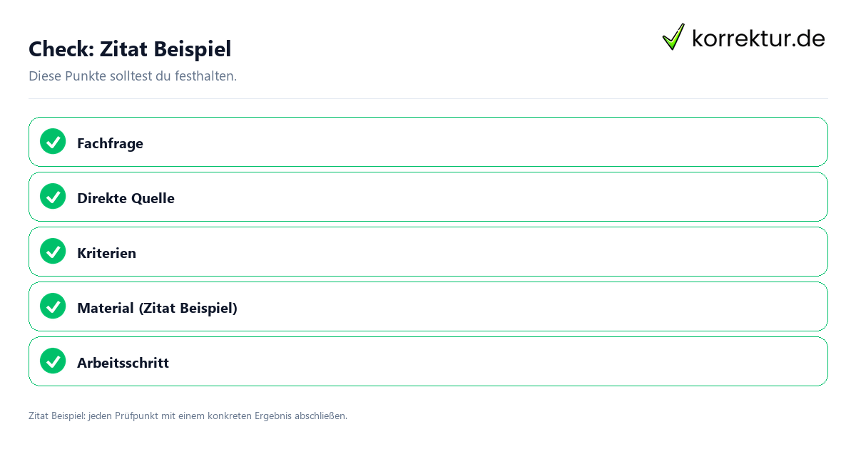 Zitat Beispiel mit einer themenspezifischen Checkliste