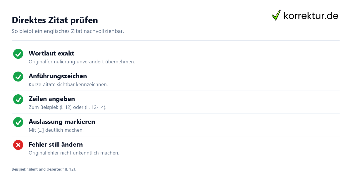 Direktes Zitat prüfen Richtig zitieren im Englischen mit Beispielen: direkte Zitate