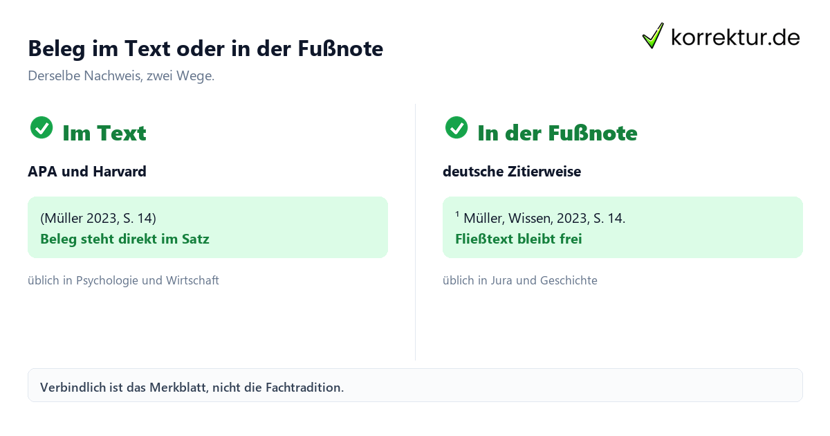Beleg im Text oder in der Fußnote Zitierweisen: Beleg im Text und in der Fußnote