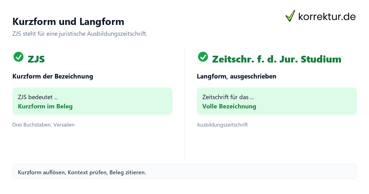 ZJS Abkürzung Bedeutung Zeitschrift Juristisches Studium