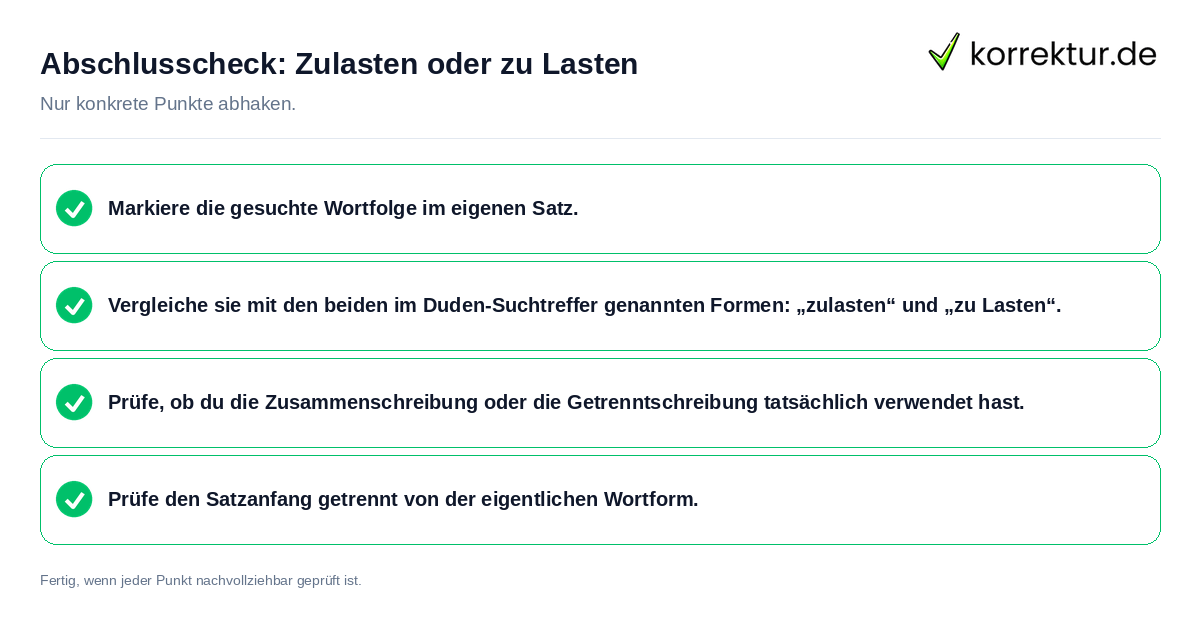 Konkreter Abschlusscheck zu Zulasten oder zu Lasten